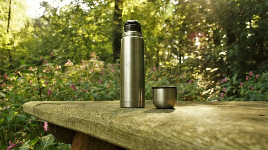 coffee, thermo, drink, tea, lifestyle, relaxation, yoga, forest walk, morning, wooden, picnic table, outdoors, yoga, picnic table, picnic table, picnic table, picnic table, picnic table